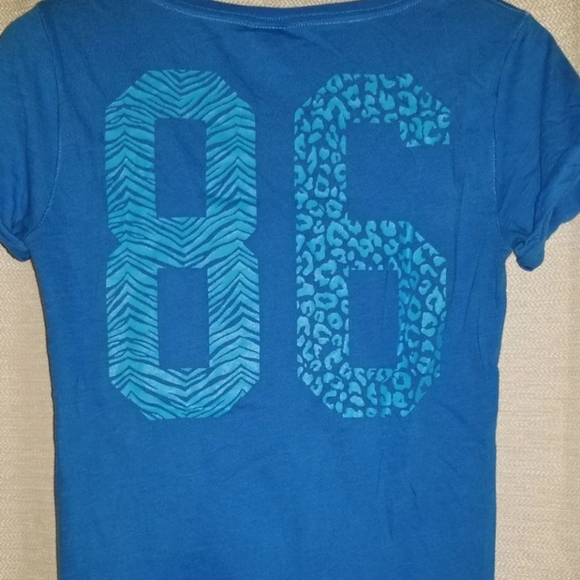 PINK tee shirt blue silk - Picture 4 of 4